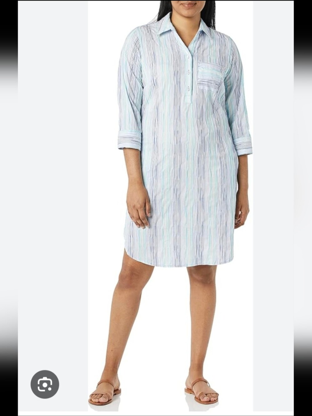 Foxcroft Delany Crinkle Stretch Ombre Stripe Shirt Dress Shirtdress NEW Size 16